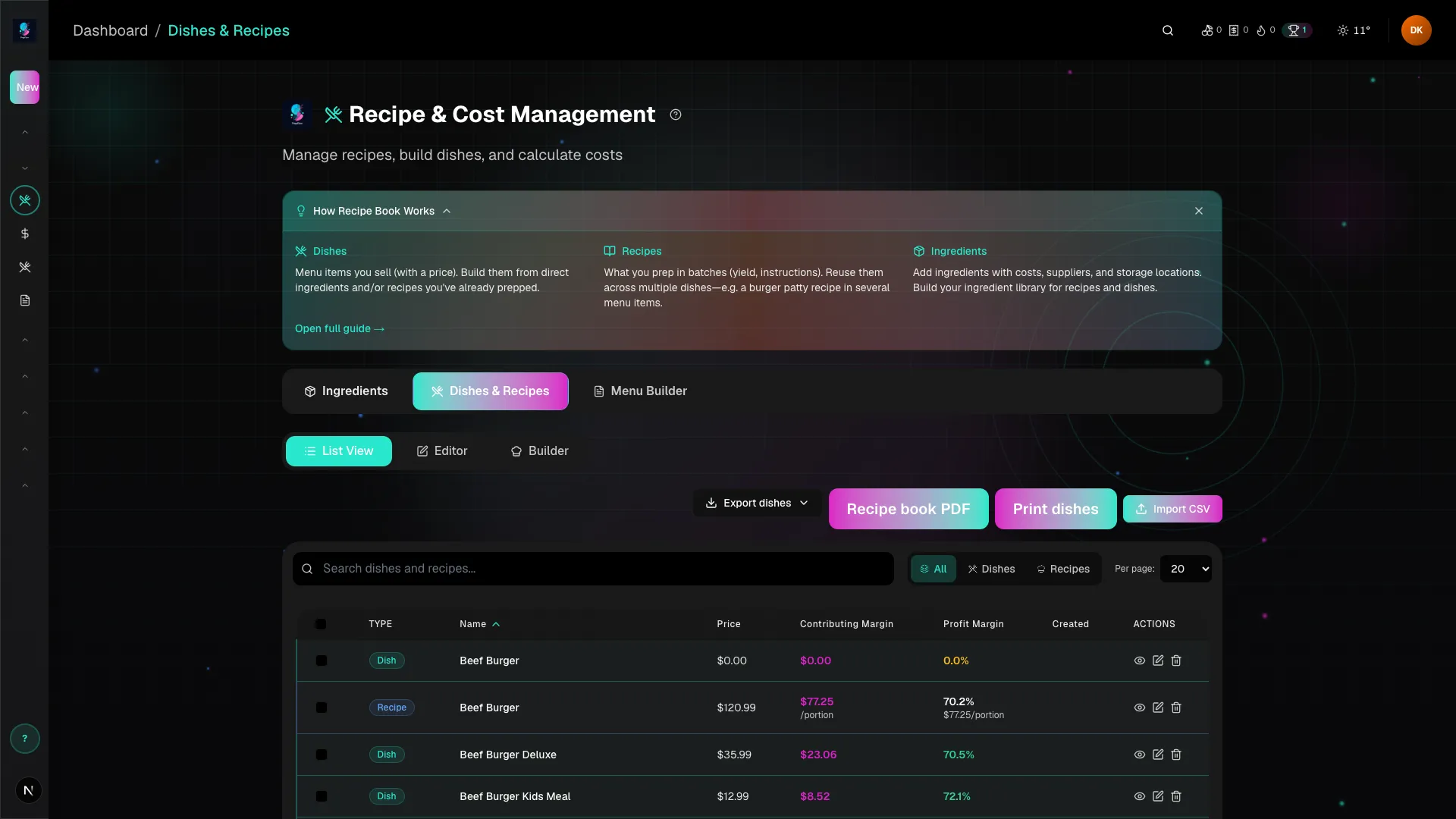 COGS Calculator — PrepFlow product screenshot